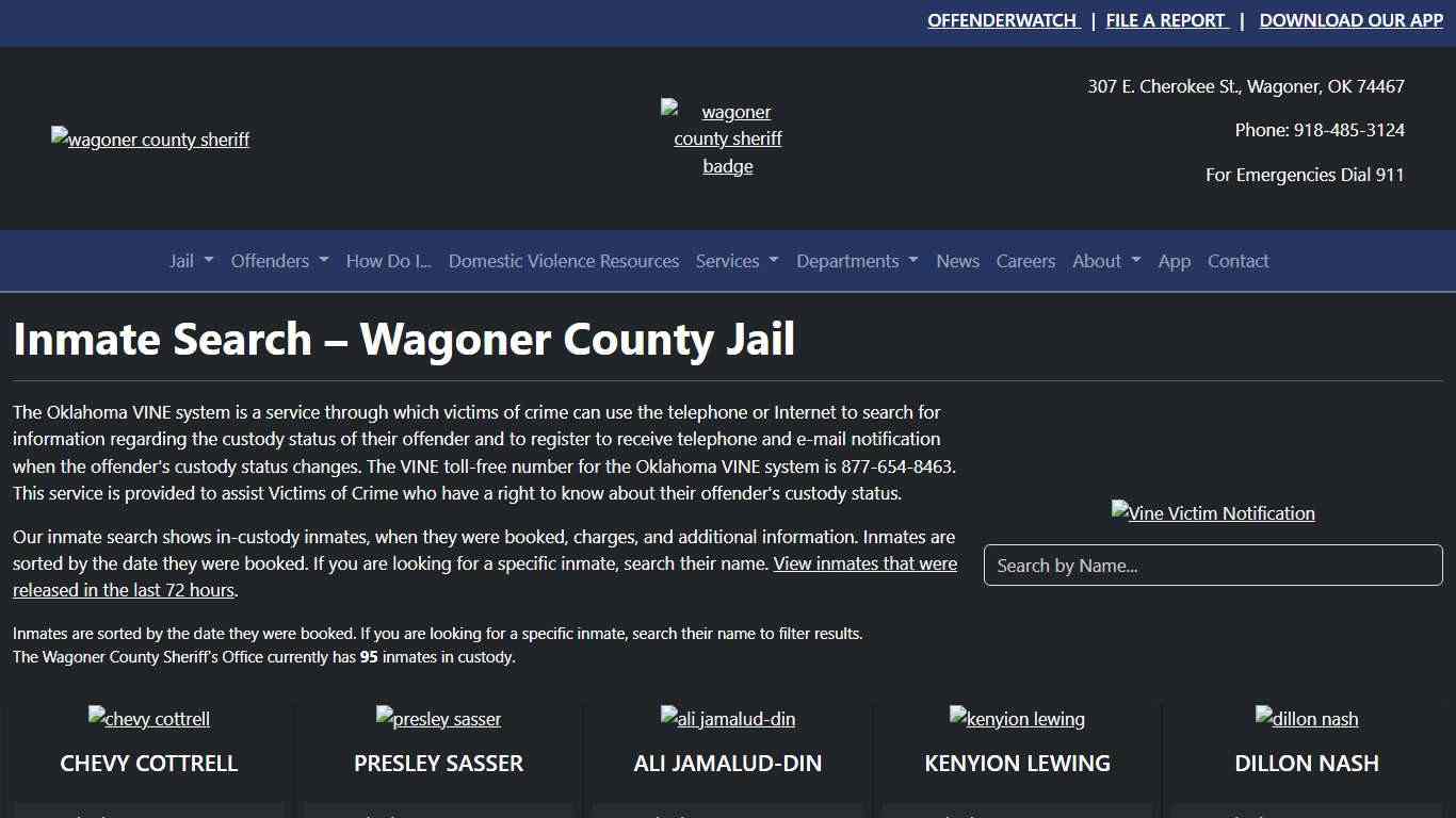 Inmate Search Wagoner County Sheriff's Office